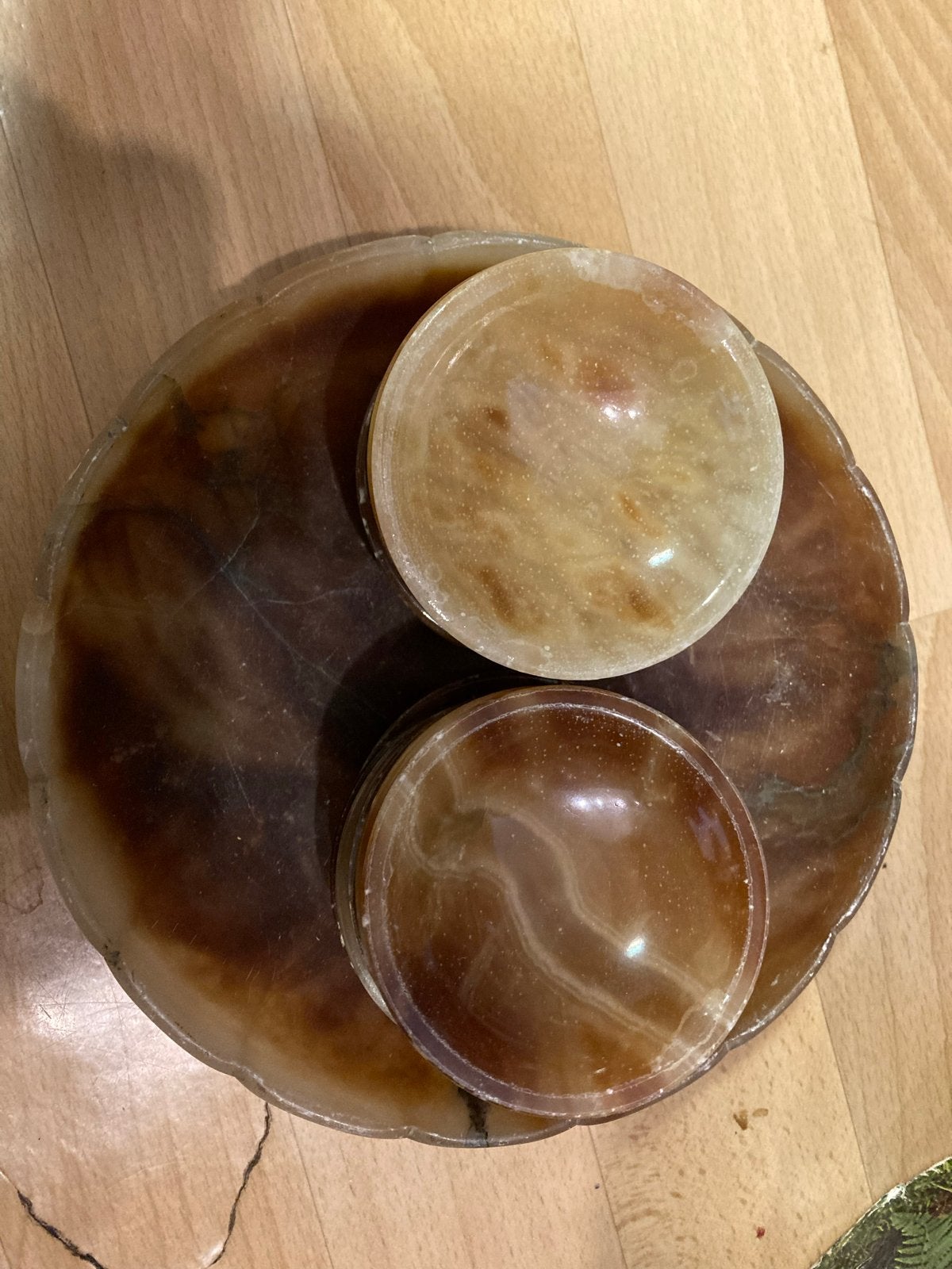 Onyx schaal met 14 kleine kommetjes van onyx, Ophalen of Verzenden
