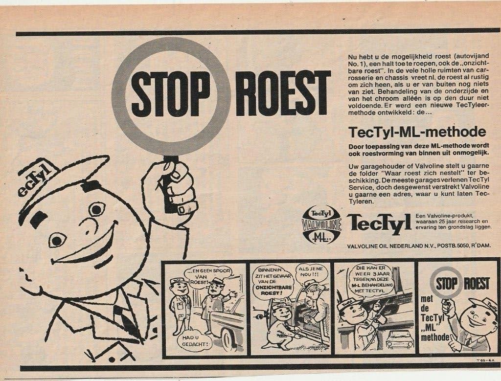 Retro reclame 1966 Tectyl Rotterdam stop auto roest, Verzenden, Overige typen