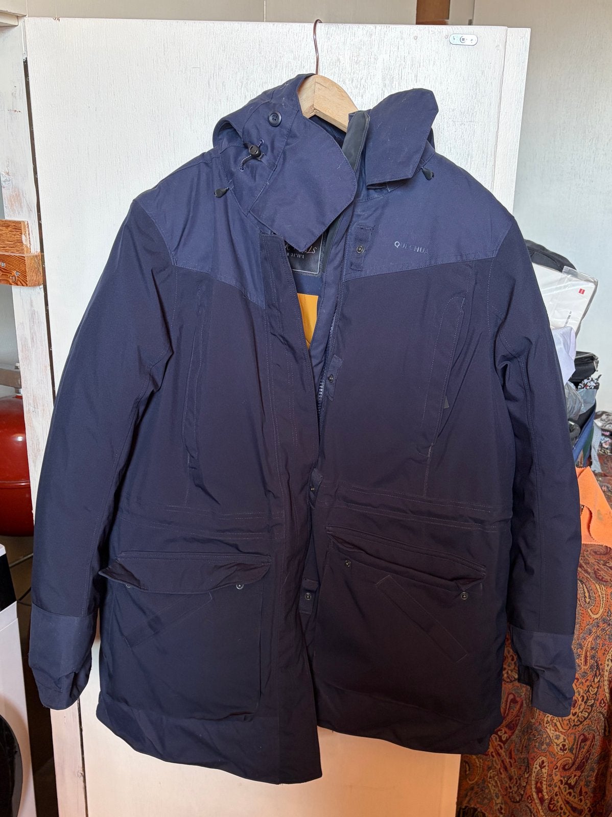 Quechua Winter Trails winterjas 2XL – d.blauw + bontkraag, Ophalen of Verzenden, Zo goed als nieuw, Maat 46/48 (XL) of groter