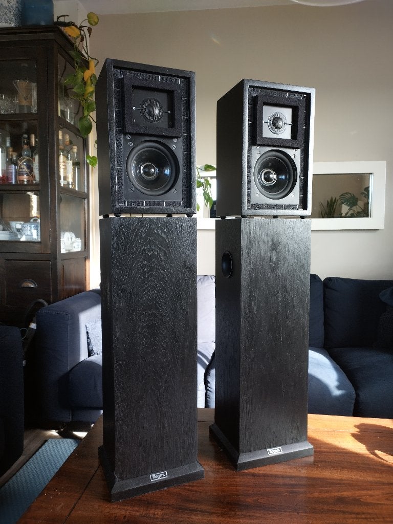 Mooie set zelfbouw 15ohm ls3/5a's & AB1's (Rogers replica's), Stereo speakers, Zo goed als nieuw, 60 tot 120 watt, Ophalen