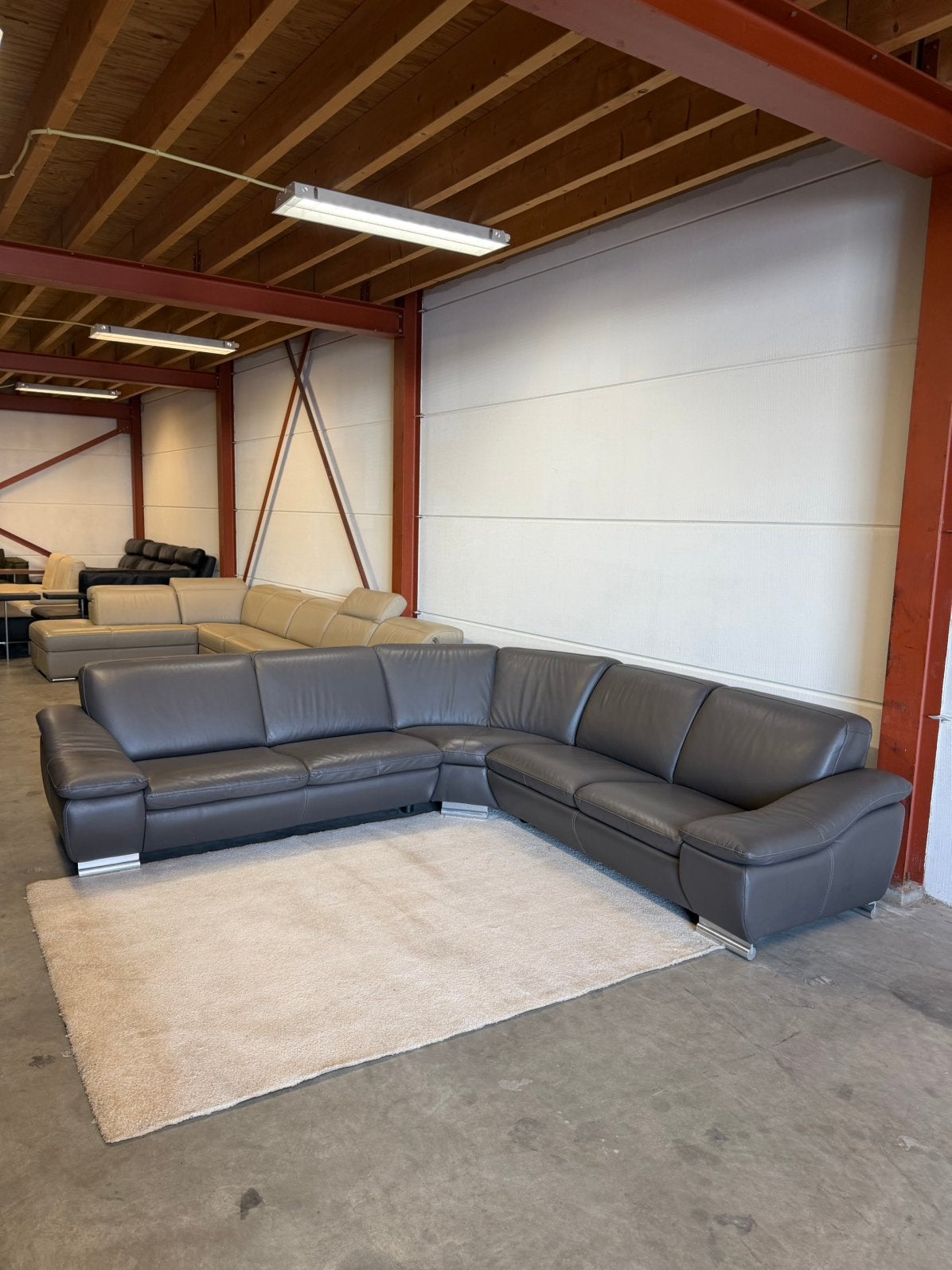 Leren hoekbank design Italiaanse leer bankstel grijs Z.G.A.N, 2871SK, 125 cm of meer, Design, Mariansoliak8@gmail.com