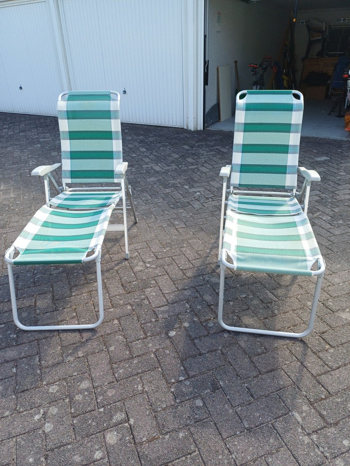 2 Campingstoelen met voetenbankjes, Caravans en Kamperen, Ophalen of Verzenden, Campingstoel