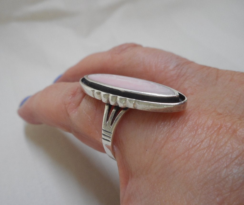 Zilveren ring met langwerpige knop nr.1700, Verzenden, Dame, Zilver, Zilver