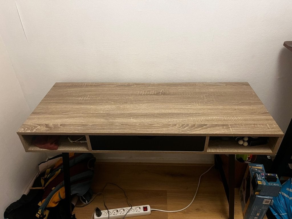 Bureau met lade en twee open vakken - houtlook, Huis en Inrichting, Ophalen, Gebruikt