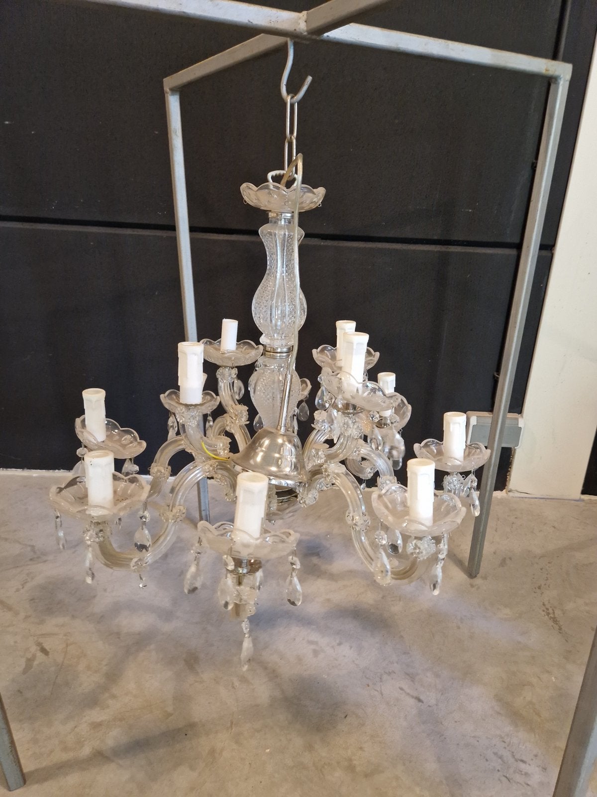 5 Brocante Kroonluchters - Opknappers met Potentie, Ophalen, Gebruikt, Glas