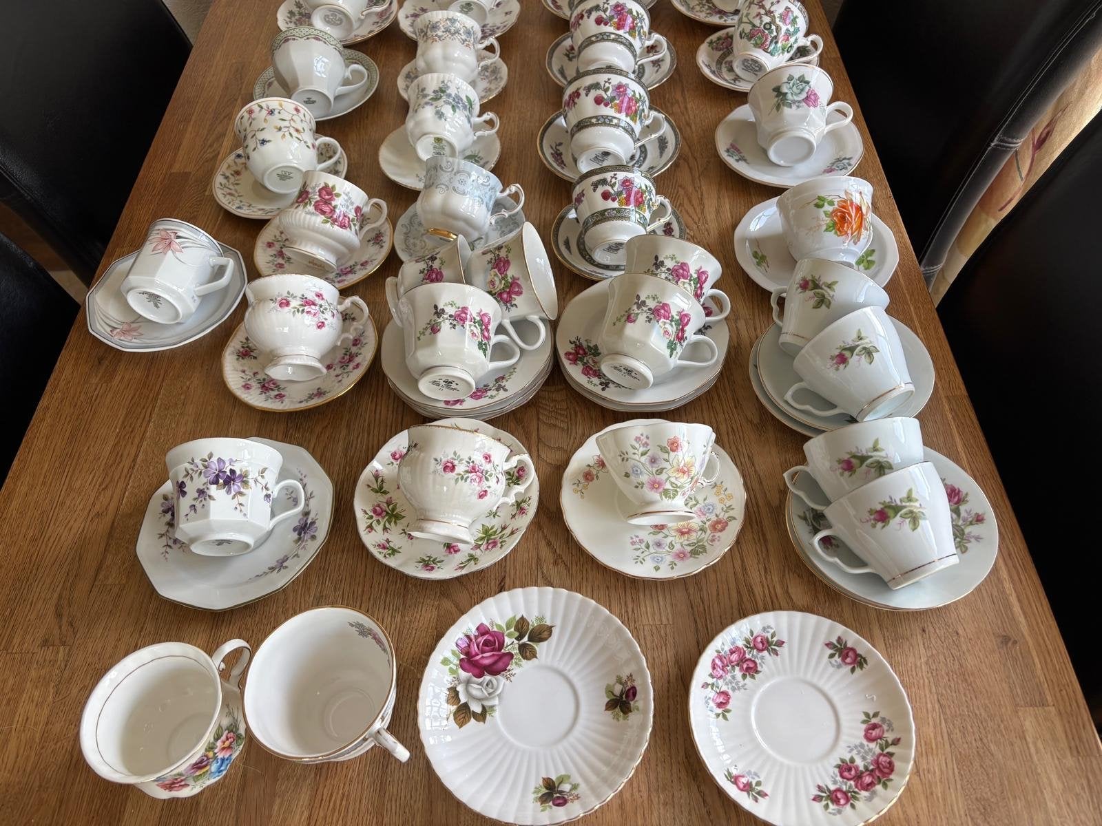 Vintage porseleinen theekopjes en schotels - diverse sets, Antiek en Kunst, Ophalen of Verzenden