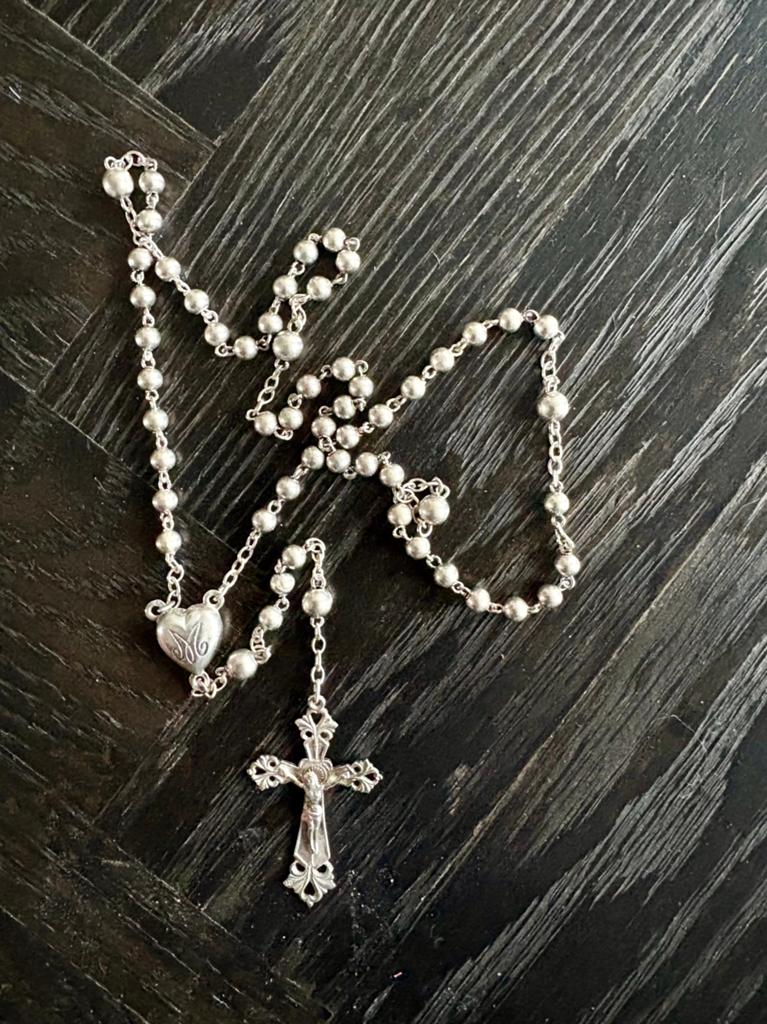 Mooie echt zilveren rozenkrans ❤️ vintage, Ophalen of Verzenden