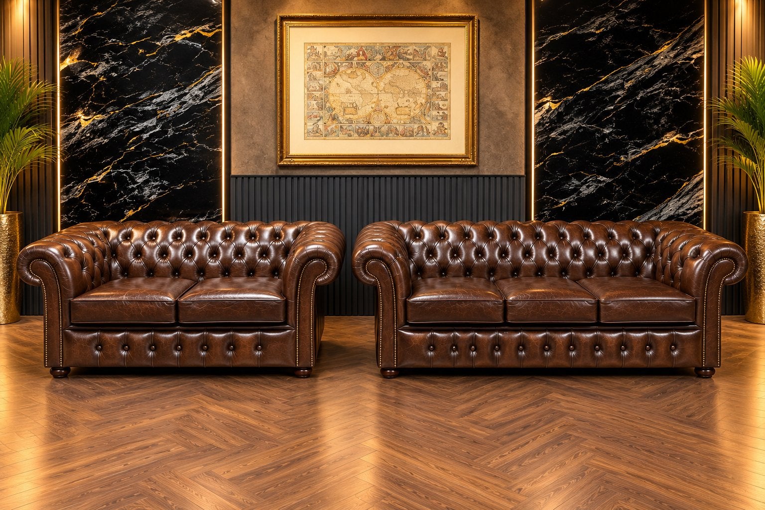 Exclusieve Orginele Chesterfield Lederen 3 + 2 Zits !!, Ophalen of Verzenden, Zo goed als nieuw, 75 tot 100 cm, 200 tot 250 cm
