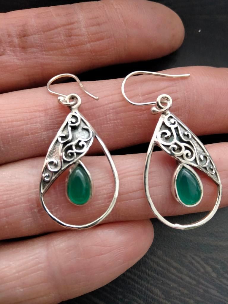 Calcedonie oorbellen, Hangers, Verzenden, Nieuw, Groen