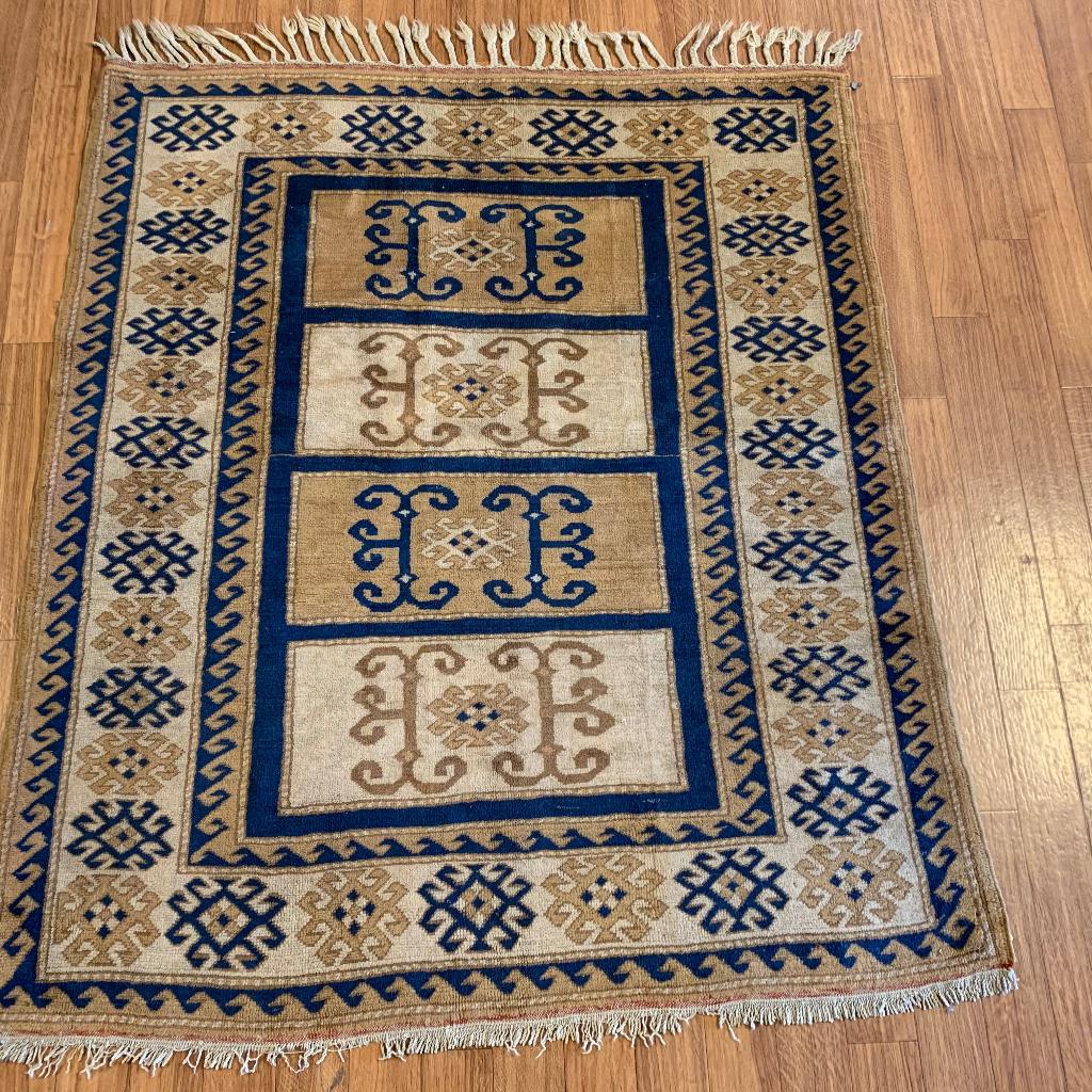 Trendy Vintage Kazak tapijt - Wol - 131 x 116 cm- Vloerkleed, TTM Wonen, Meubels – (Perzische) Tapijten en Woonaccessoires, Taag 63, 2491 CS, Den Haag (Forepark)