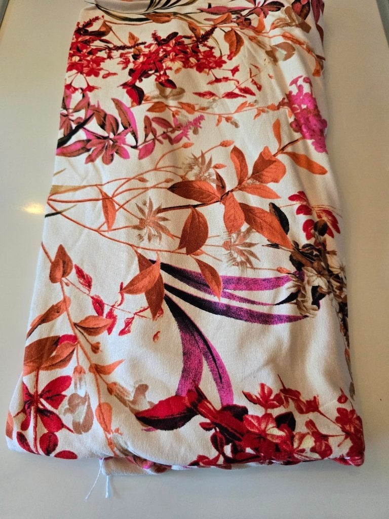 tricot viscose beige roze flowers (109), Overige materialen, 120 cm of meer, Wit, Nieuw