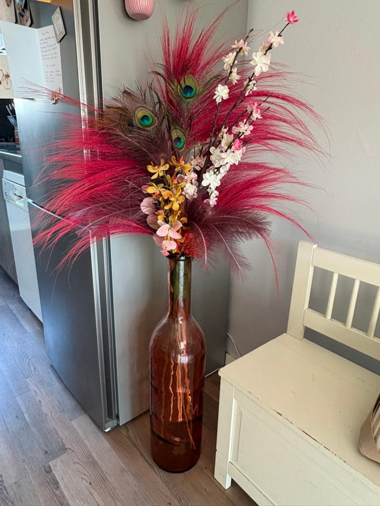 Grote vaas met sier bloemen, Huis en Inrichting, Ophalen, Zo goed als nieuw
