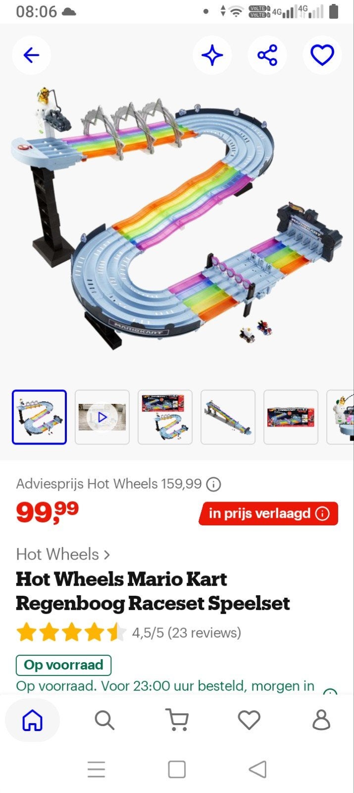 Hot Wheels Mario Kart Regenboog Raceset Speelset, Kinderen en Baby's, Ophalen, Racebaan, Gebruikt, Hot Wheels