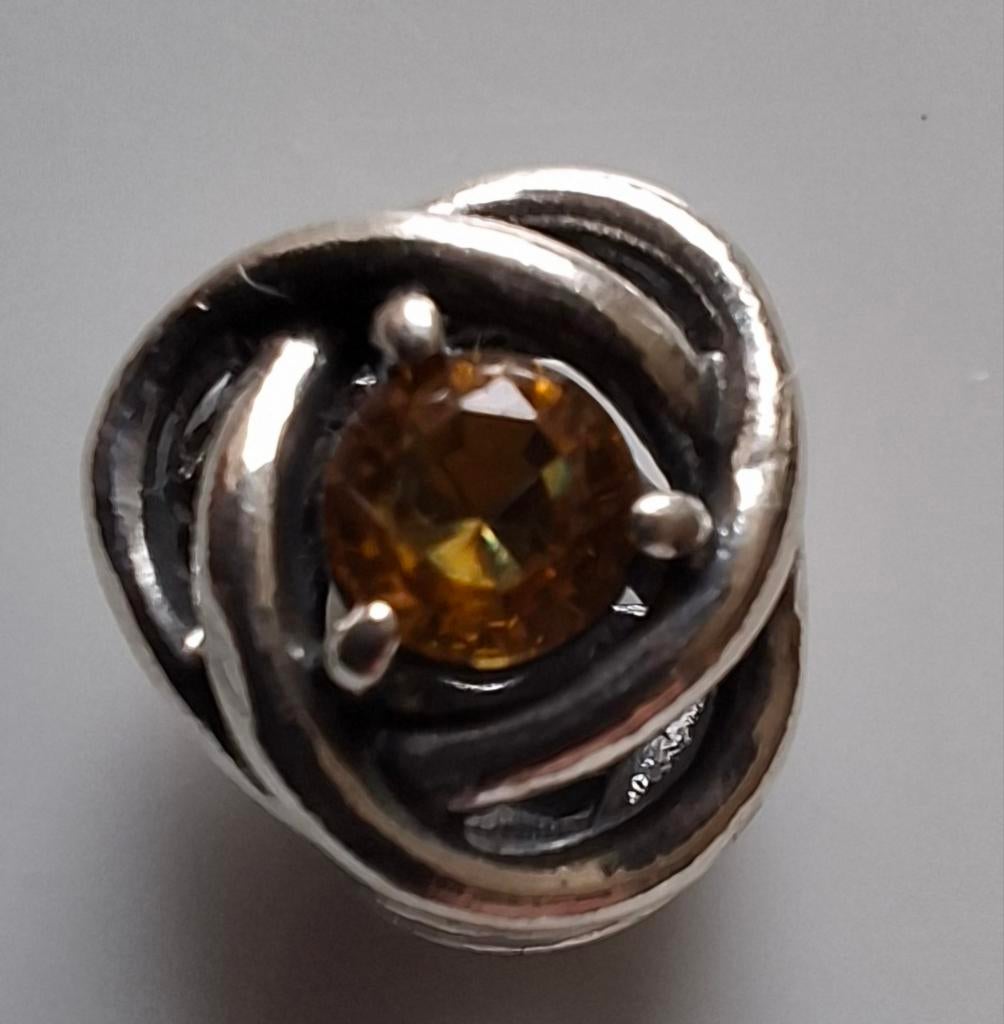 Pandora bedel oneindige knoop met gele steen, Ophalen of Verzenden, Zo goed als nieuw, Goud, Pandora