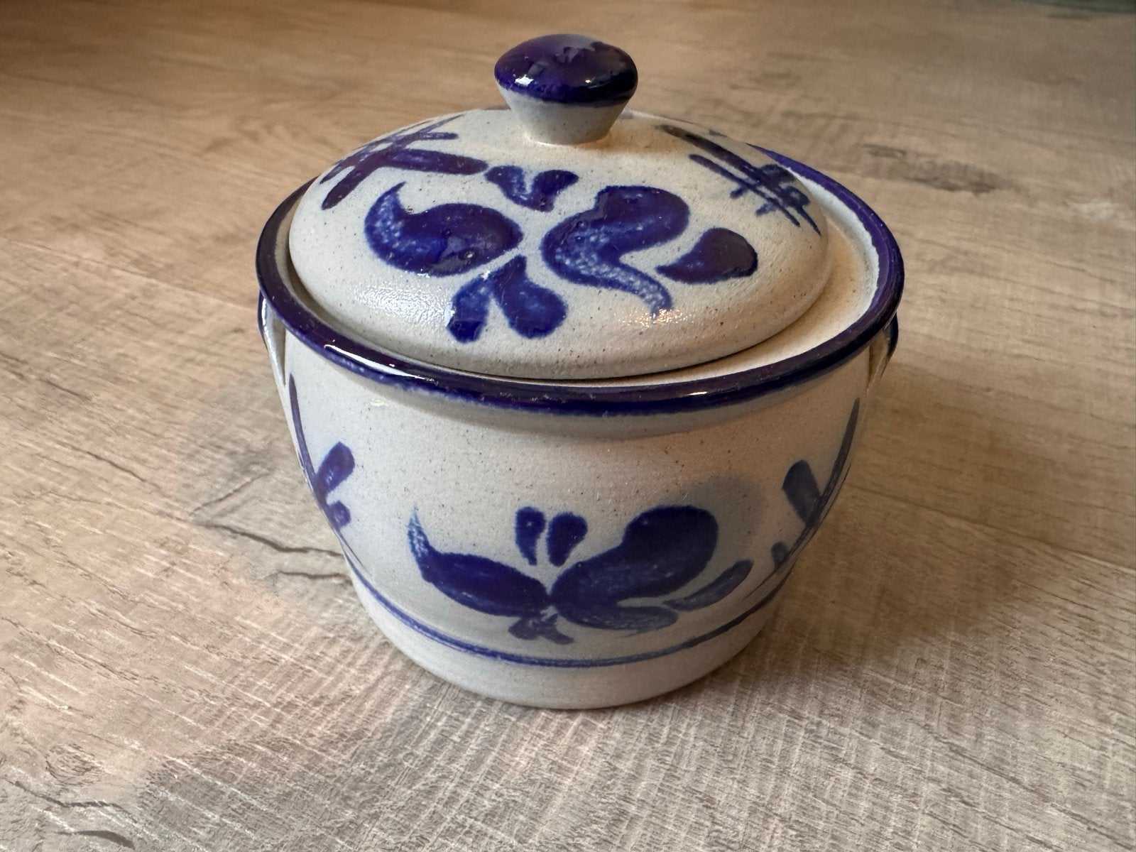 Keulse potje grijs met blauw 11x10cm, Antiek en Kunst, Ophalen of Verzenden