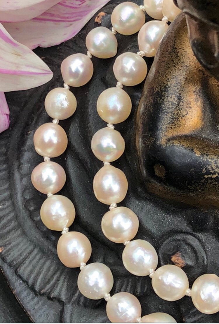 Akoya Parelketting  Antiek Goud Slotje Mooie Luster, Ophalen of Verzenden, Goud, Ketting, Met edelsteen