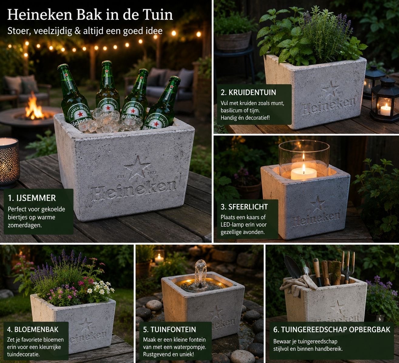 Betonnen Bloembakken - Heineken & FOBO Design, Minder dan 60 cm, Ophalen of Verzenden, Overige vormen, Beton