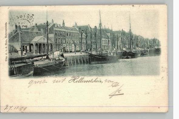 Hellevoetsluis Prachtkaart st 1899 uitg J v.d. Ham, Verzamelen, Verzenden, Voor 1920, Gelopen, Zuid-Holland