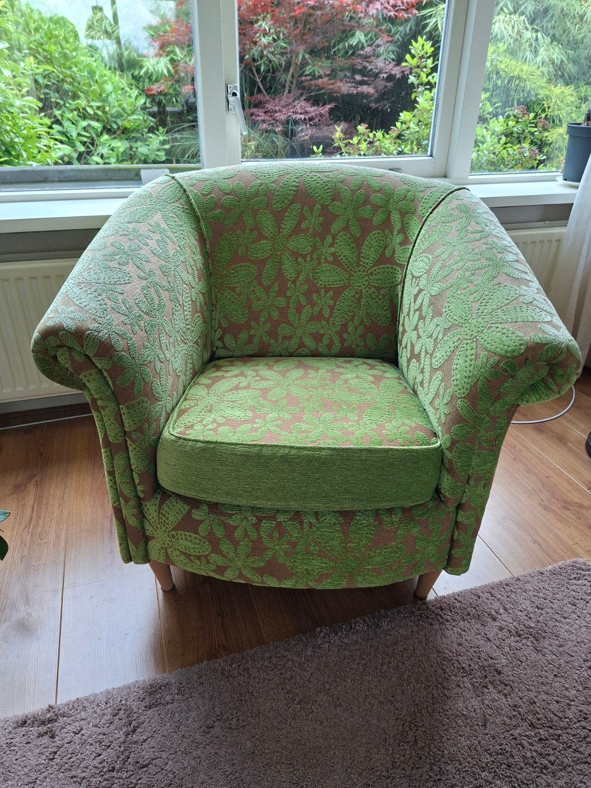 Retro- achtige stoffen feautuil, Ophalen, Gebruikt, Minder dan 75 cm, Stof