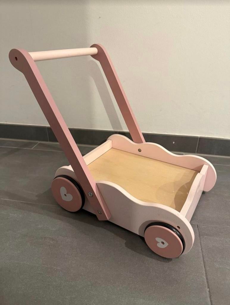 Houten loopwagen roze met hartjes, Ophalen of Verzenden, Zo goed als nieuw, Meisje