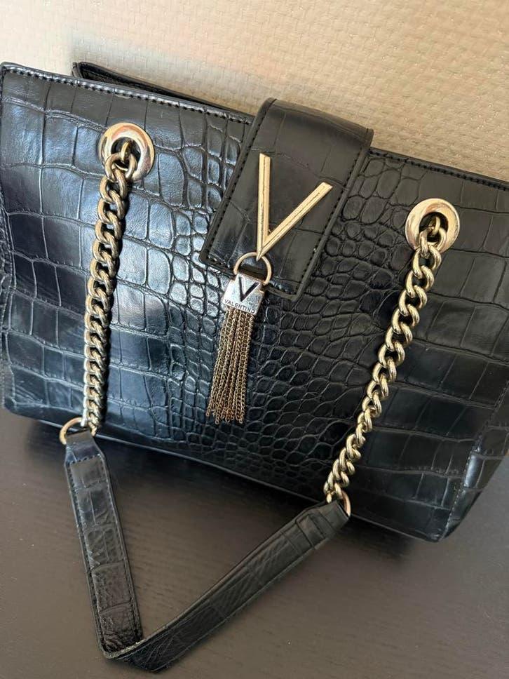 Zwarte Valentino tas met kettinghengsel, Ophalen of Verzenden, Gebruikt, Zwart, Handtas