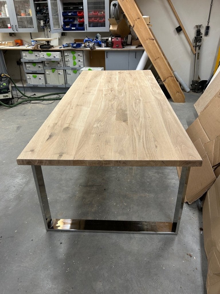 Massief eiken tafelblad | tafelblad massief eiken nieuw, Doe-het-zelf en Verbouw, Hout en Planken, 25 tot 50 mm, Eiken, Nieuw