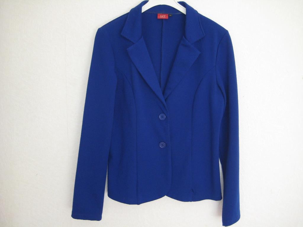 Maat : L. Koren blauw Jasje .(modern Yersey), Kleding | Dames, Jasjes, Kostuums en Pakken, Maat 38/40 (M), Blauw, Zo goed als nieuw