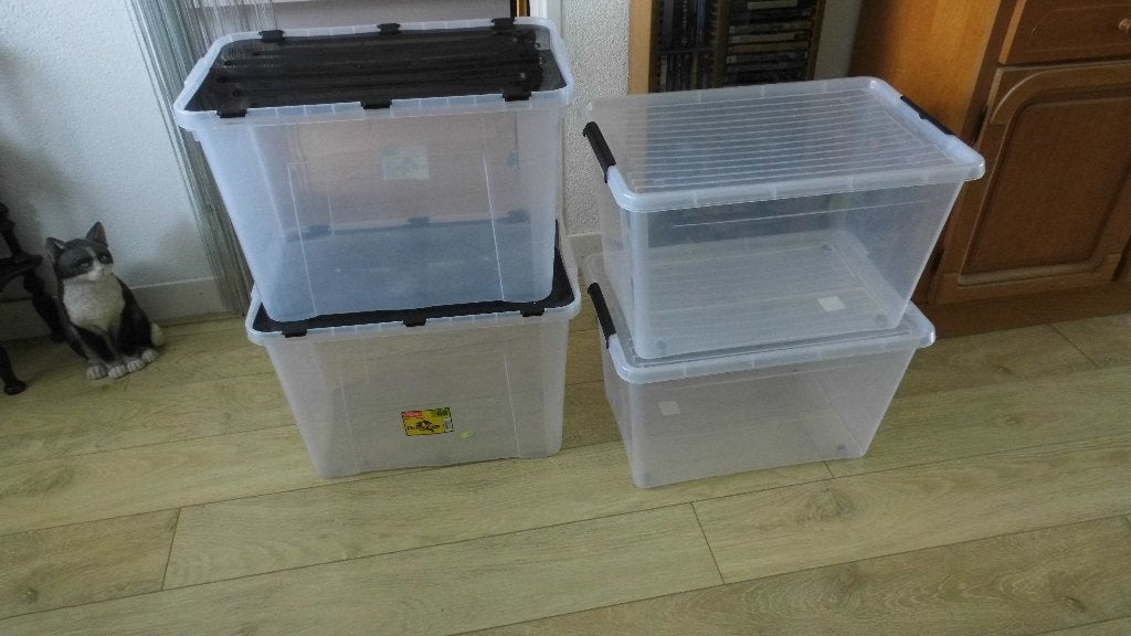 plastic opbergboxen/5x/CIRCA 55B/45H/35B/4E per boxOPHALEN, Ophalen, Overige typen, Minder dan 35 cm, Zo goed als nieuw