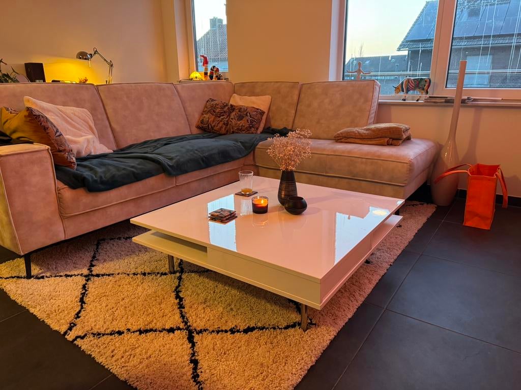Salontafel Tofteryd hoogglans wit 95x95 cm, Ophalen of Verzenden, Gebruikt, Hout, Modern
