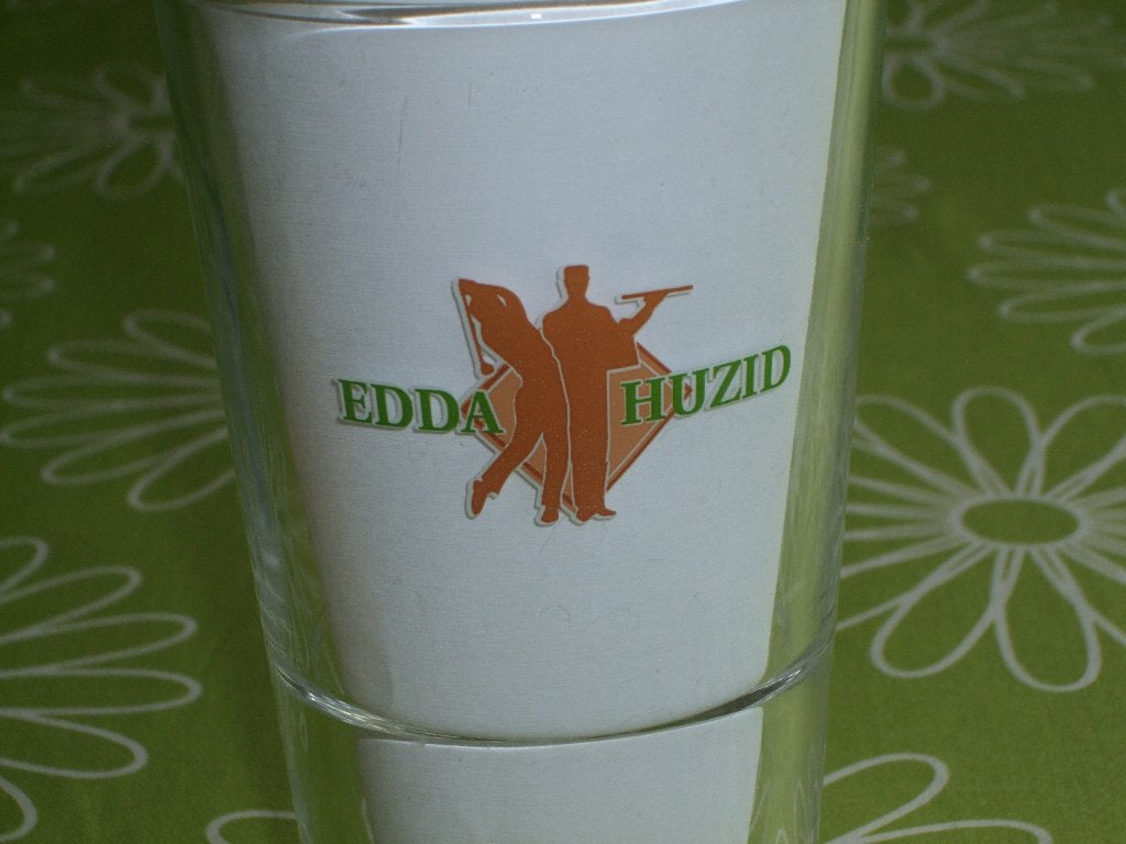 Grolsch dubbeldruk Edda Huzid (Golf & Countryclub) bierglas, Ophalen of Verzenden, Zo goed als nieuw, Glas of Glazen, Grolsch