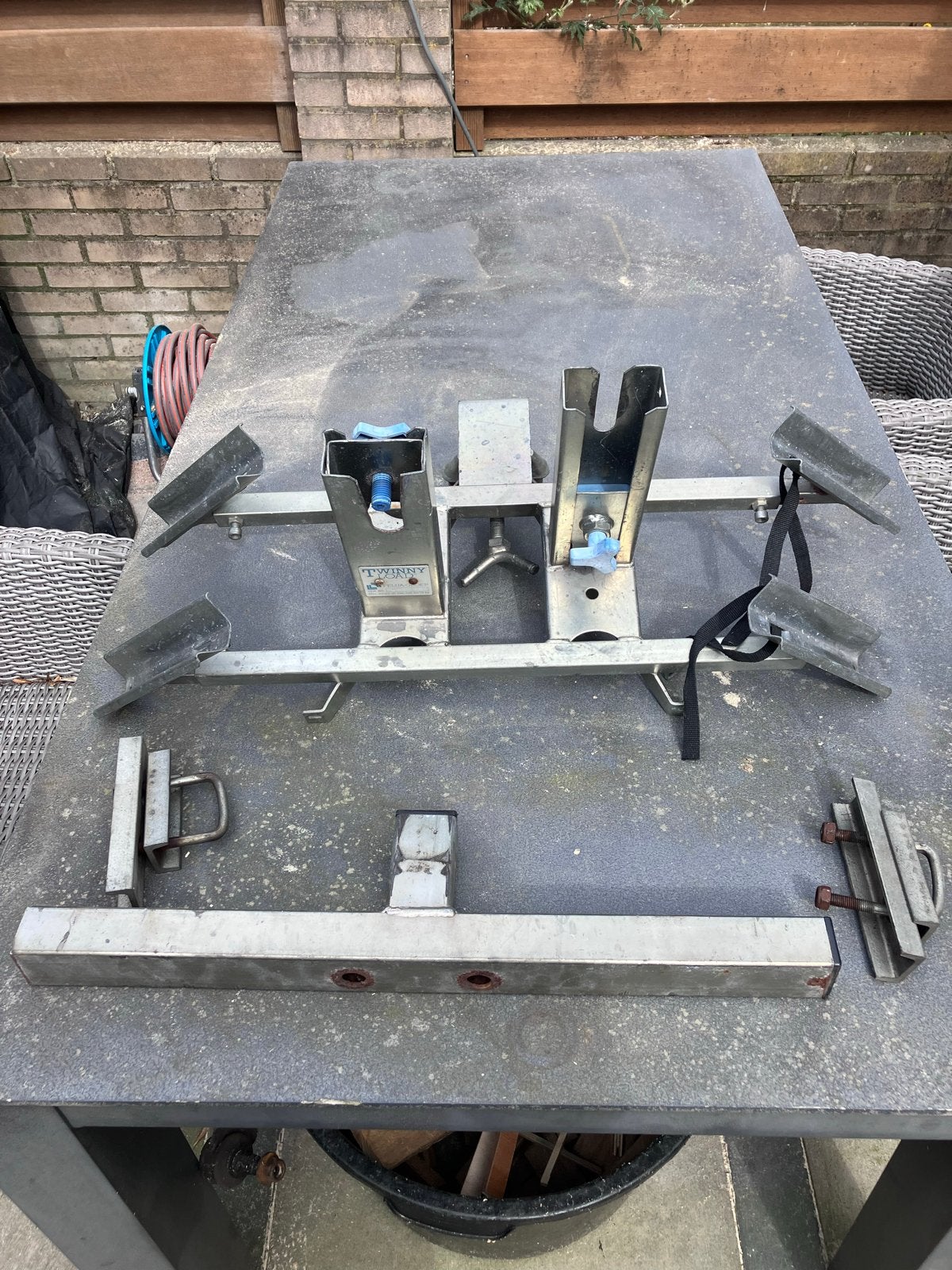 Twinnload fietsendrager voor caravan/aanhanger dissel, Ophalen, 2 fietsen, Gebruikt, Fietsendrager-accessoire