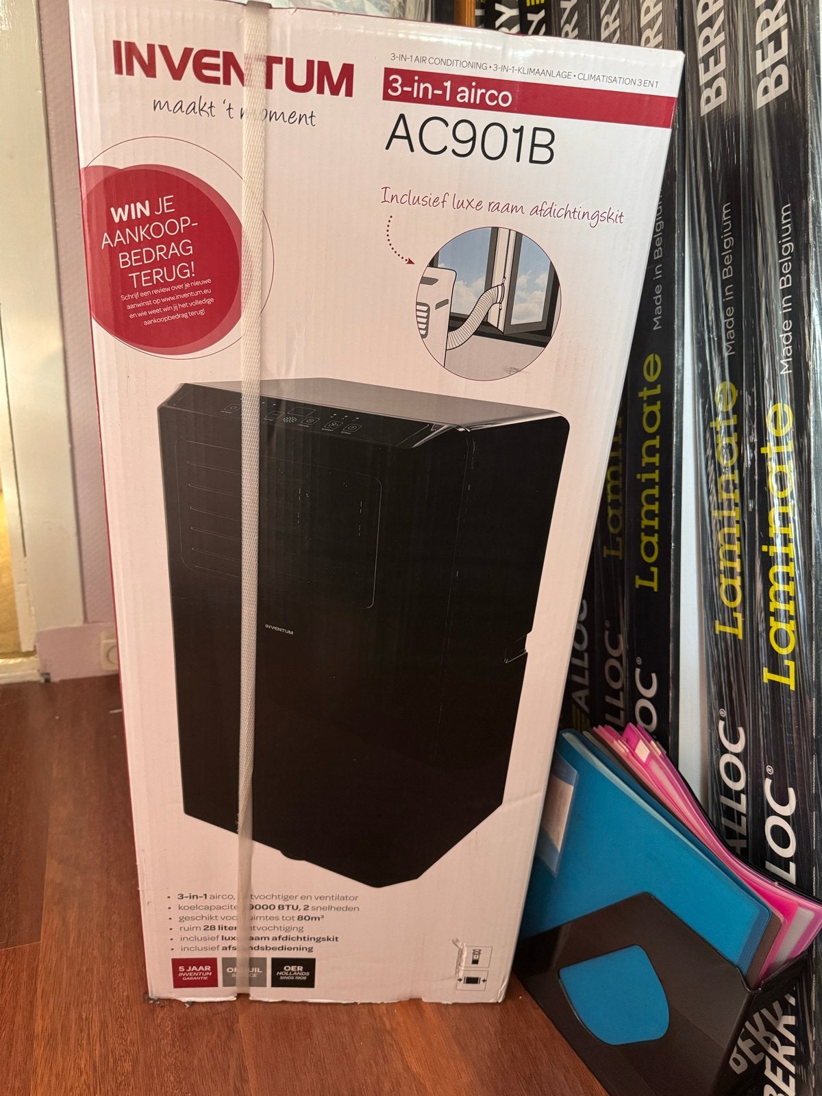 Inventum AC901B 3-in-1 Mobiele Airco met Raamafdichtingskit, Witgoed en Apparatuur, Ophalen, 2 snelheden, Nieuw, Koelen en Ontvochtigen