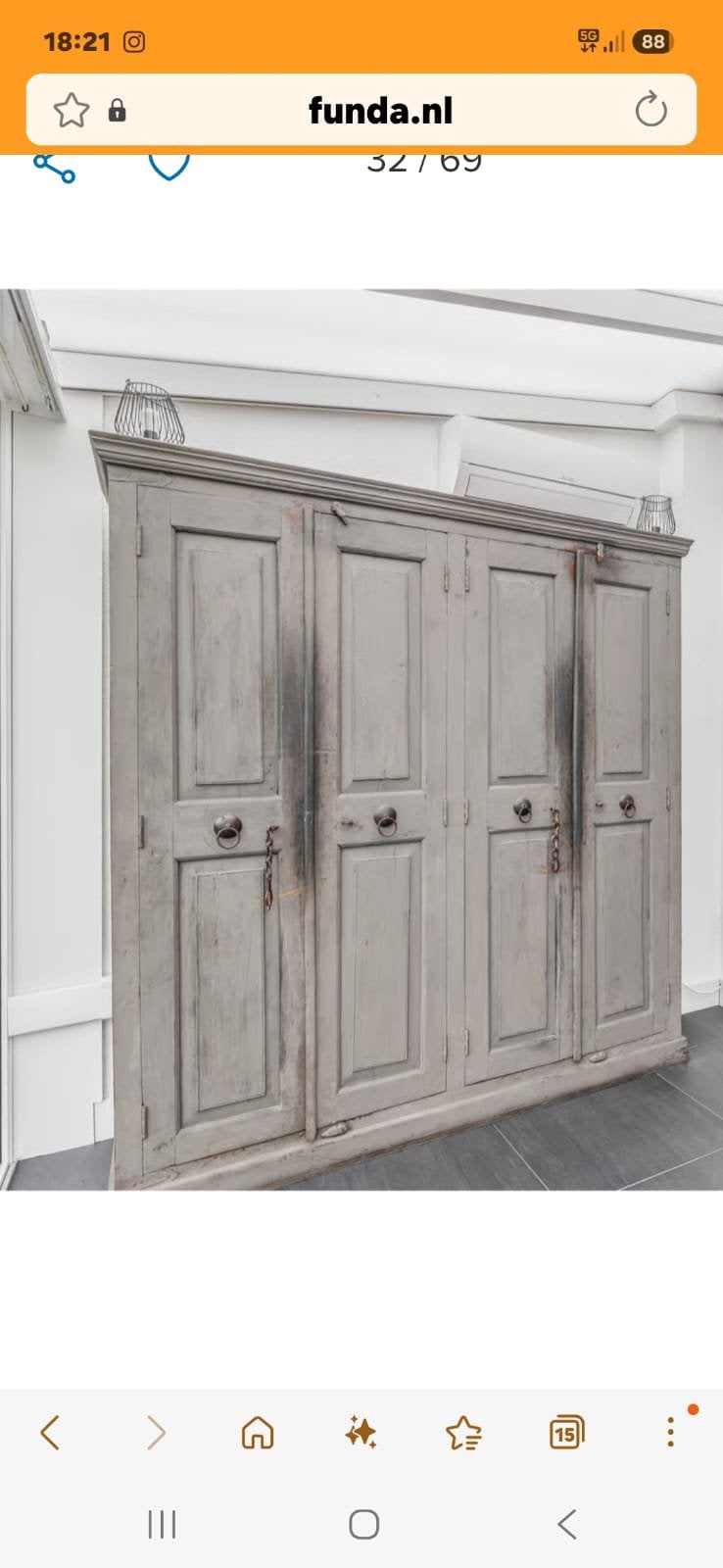 GRATIS Koloniale houten kast - 193x173x50 cm, Ophalen