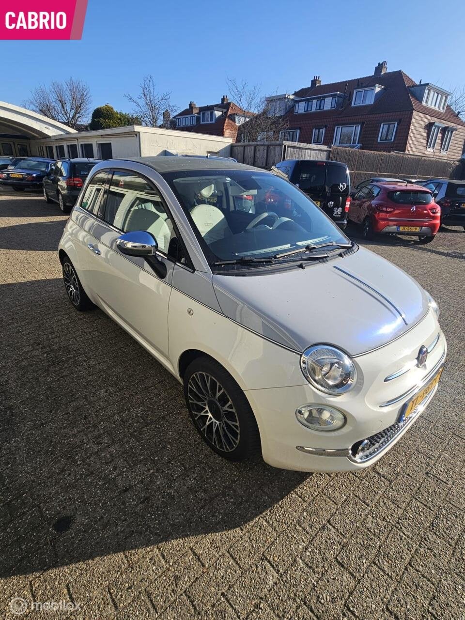Fiat 500 0.9 Two tone Cabriolet, Auto's, Verwarmde buitenspiegels, Gebruikt, Wit, Origineel Nederlands