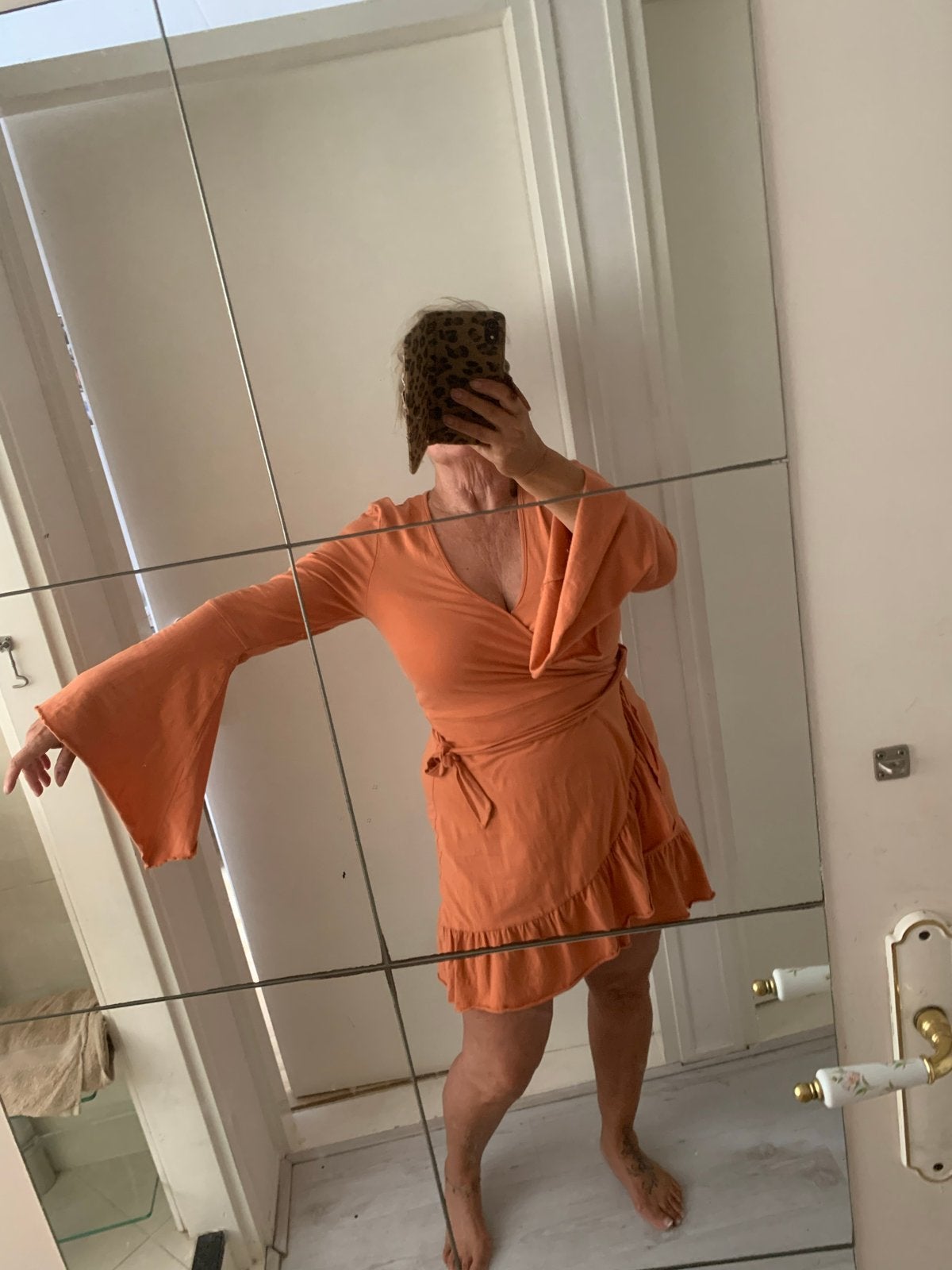 Ibiza/Boho jurkje, Maat 38/40 (M), Oranje, Ophalen of Verzenden, Gedragen