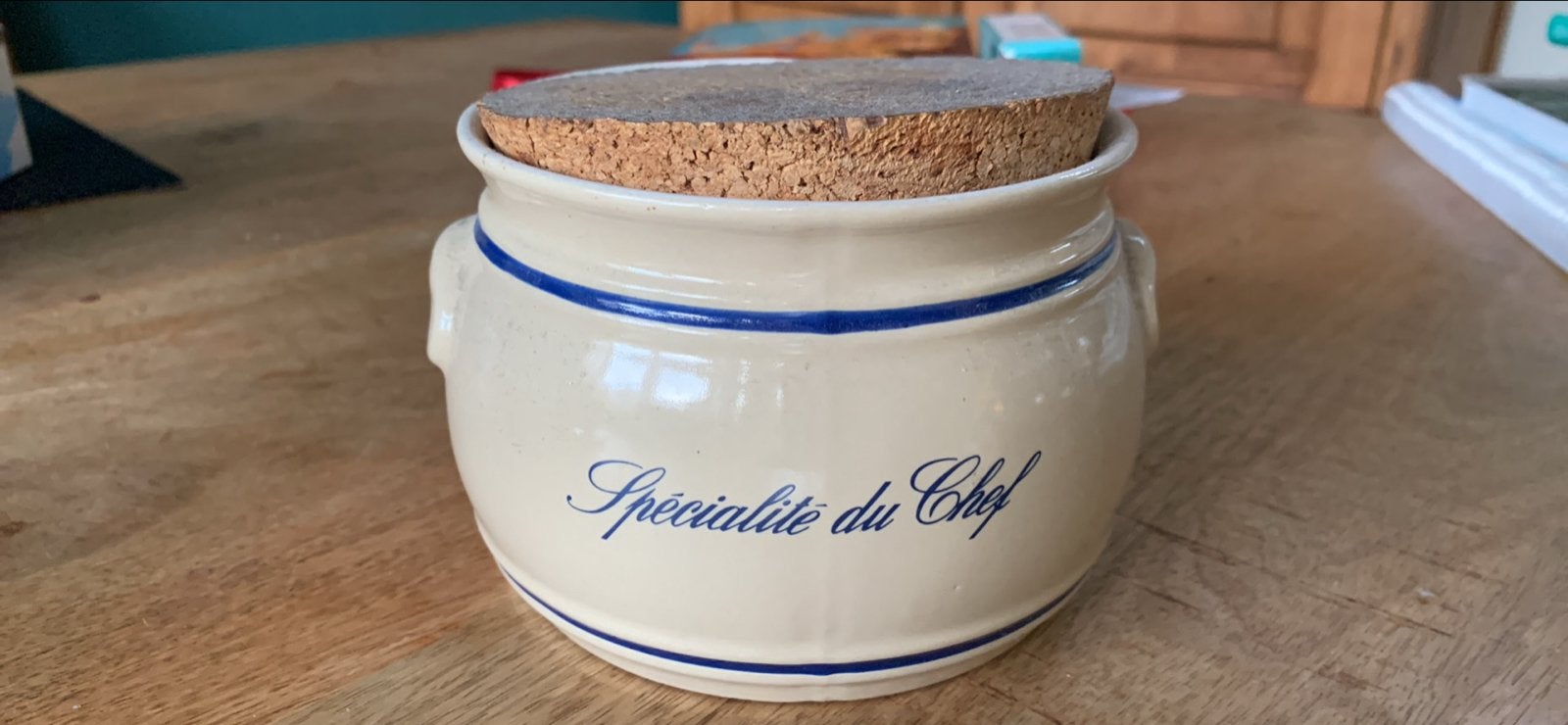 Vintage 'Spécialité du Chef' Pot met Kurken Deksel, Ophalen of Verzenden