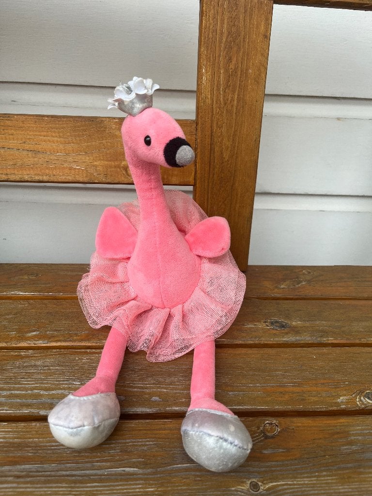 Knuffel ballerina flamingo met tule rok, Kinderen en Baby's, Ophalen of Verzenden, Zo goed als nieuw, Overige typen