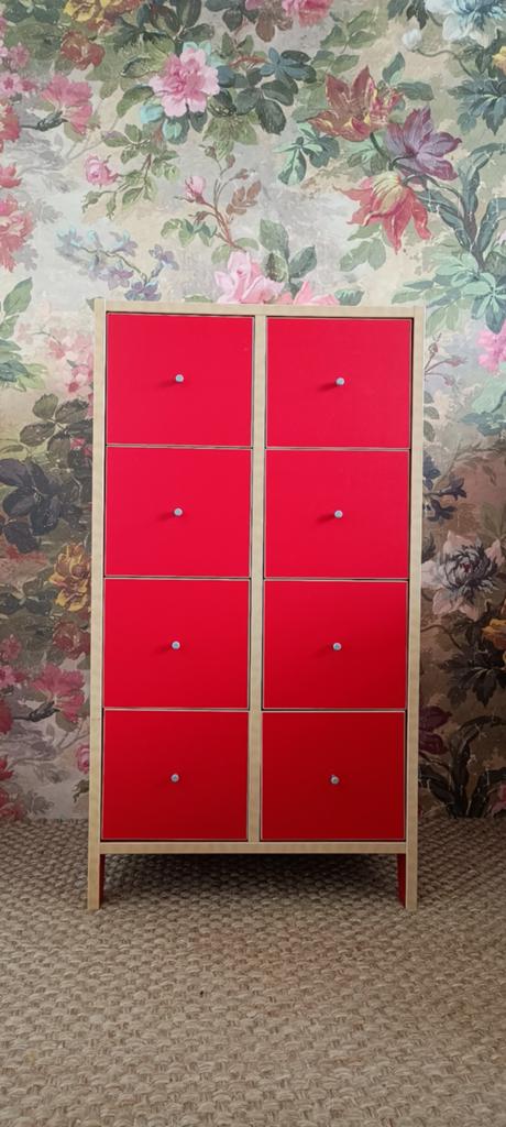 Ikea ladekast Robin, rood met 8 lades, Huis en Inrichting, Kasten | Ladekasten, Ophalen, Gebruikt, 5 laden of meer, 50 tot 100 cm