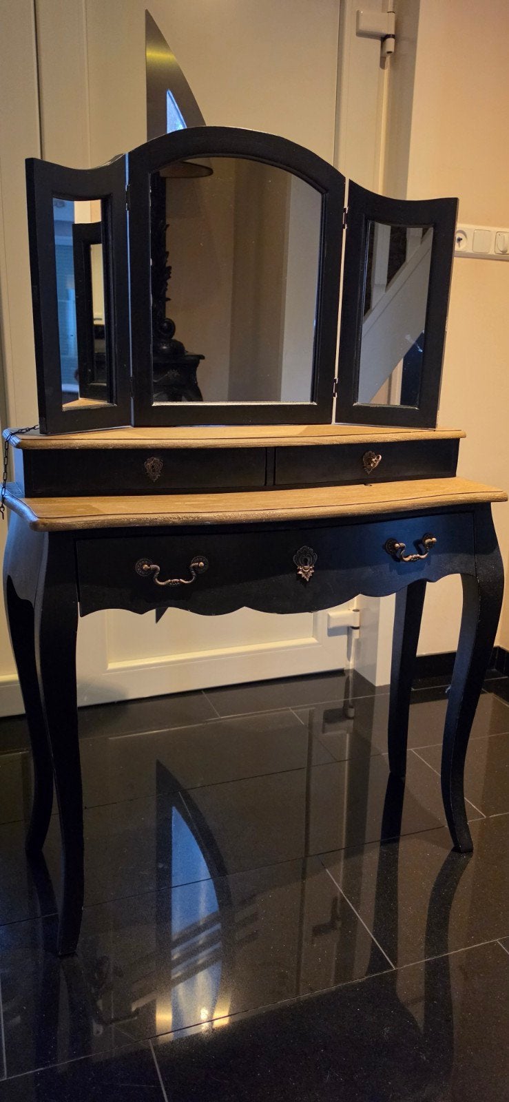 Kinder kaptafel met spiegel - Zwart en Hout, Ophalen, Gebruikt