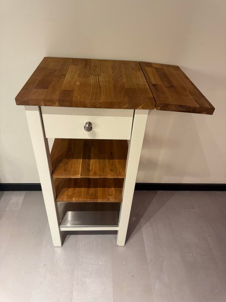 Keukentrolley met houten blad en lade, Ophalen, Gebruikt, Hout, Keukentrolley