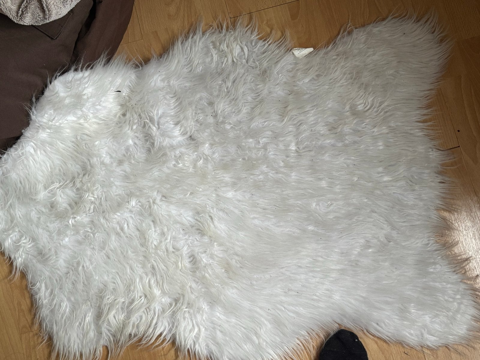 Zacht wit (nep) schapenvachtje, Gebruikt, Wit, Overige vormen, 50 tot 100 cm