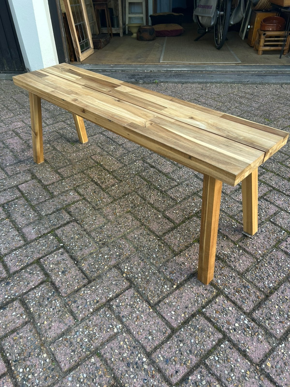 Super! Houten bank massief bij eettafel/sidetable landelijk, Ophalen, Minder dan 50 cm, Gebruikt, 100 tot 150 cm