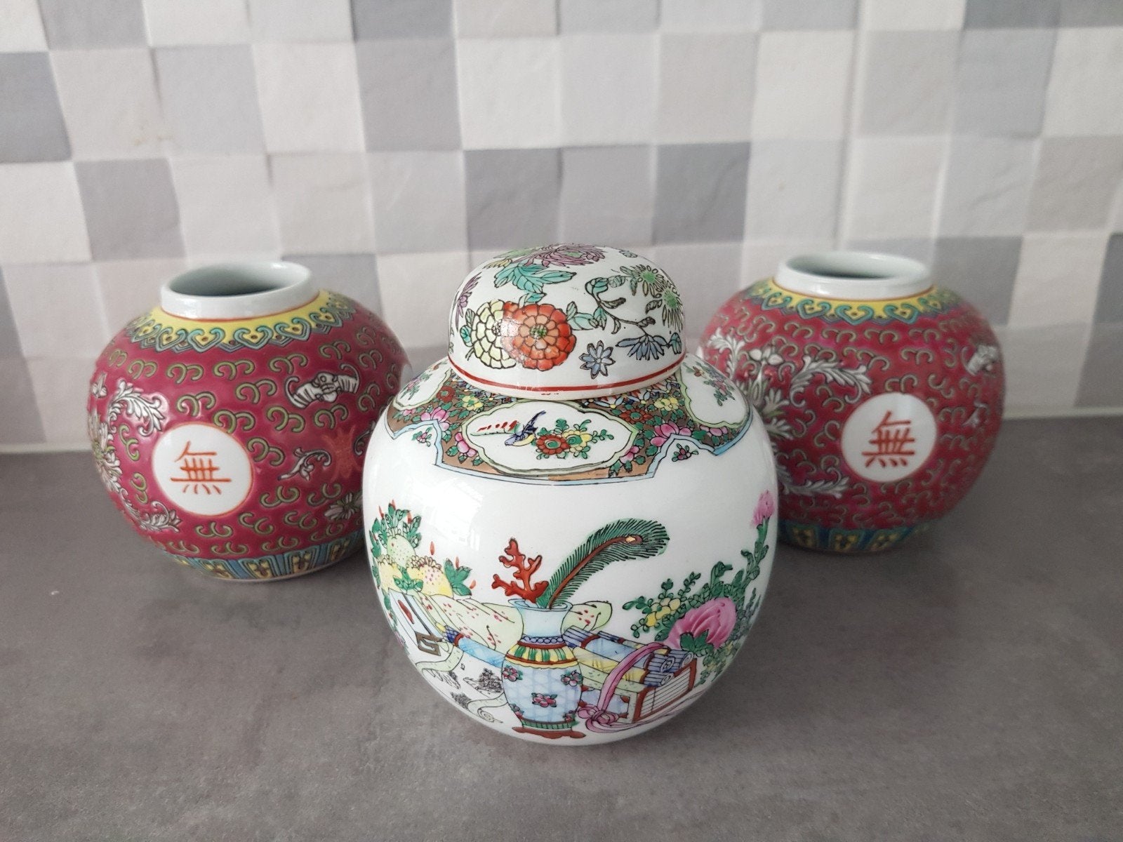 SET van 3 Chinese gemberpotten, Ophalen of Verzenden