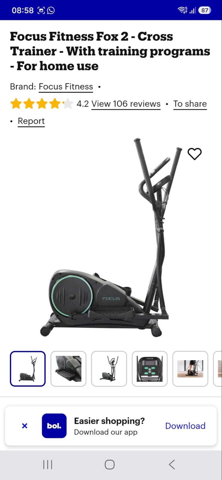 Focus Fitness Fox 2 Crosstrainer - Zo goed als nieuw, Ophalen, Crosstrainer, Metaal, Armen