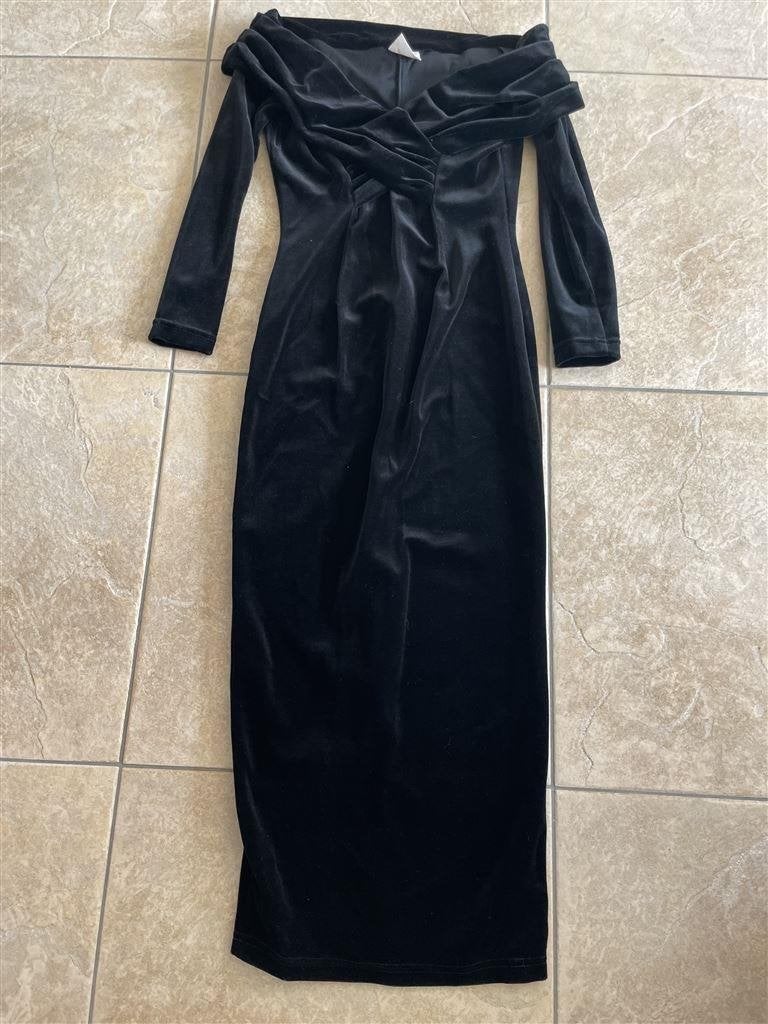 jurk - Lagenes off shoulder - velvet - maat uk12 - maat 40, Kleding | Dames, Ophalen of Verzenden, Zo goed als nieuw, Maat 38/40 (M)