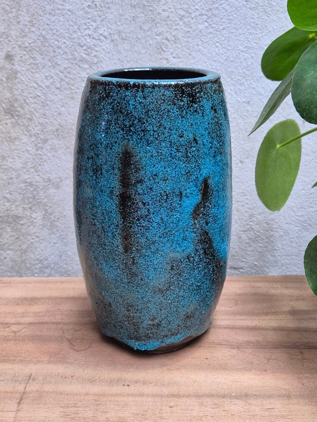 Vintage Pieter Groeneveldt 'Fat Lava' Keramiek Blauwe Vaas., Ophalen of Verzenden
