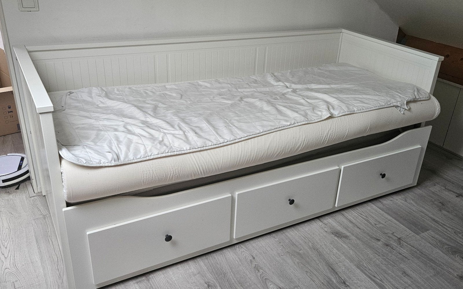 Slaapbank (Ikea hemnes) - uitschuifbaar tot tweepersoonsbed, Ophalen, Wit, Tweepersoons, 80 cm