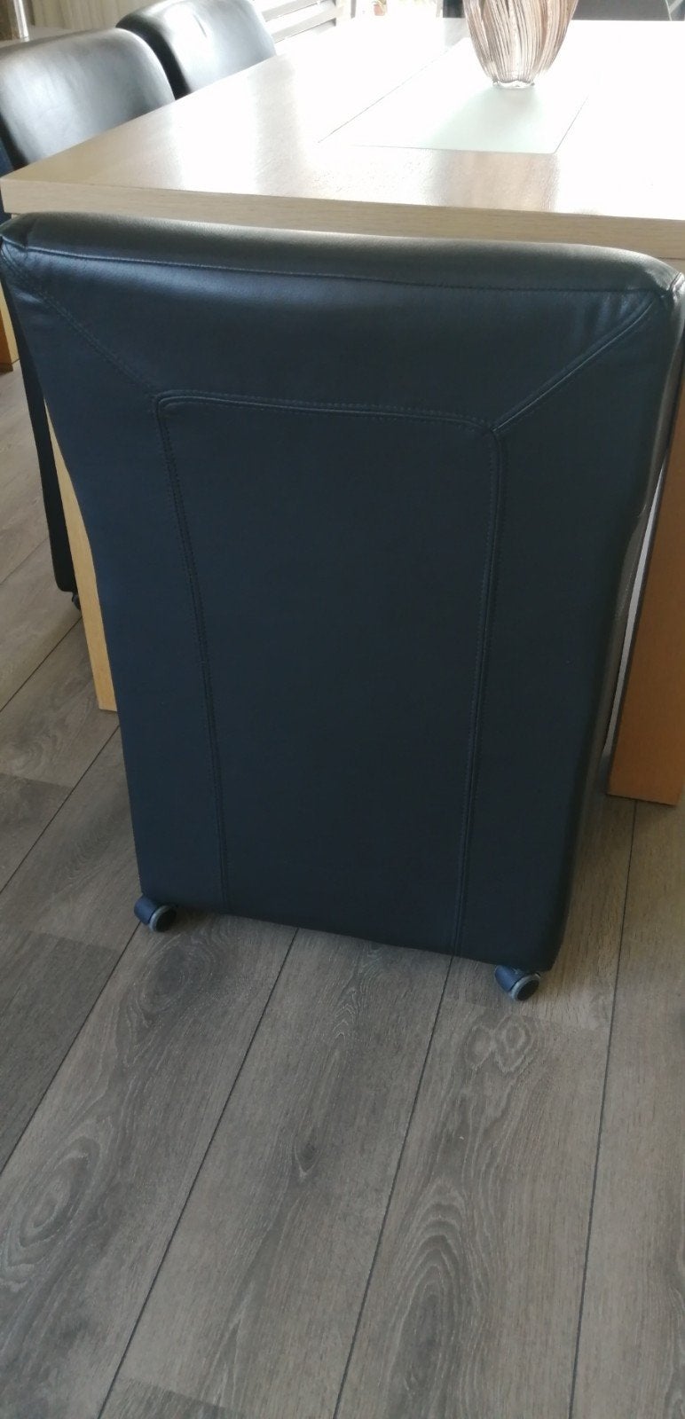 4 leren zgan zwarte eetkamer fauteuiltjes, Ophalen of Verzenden
