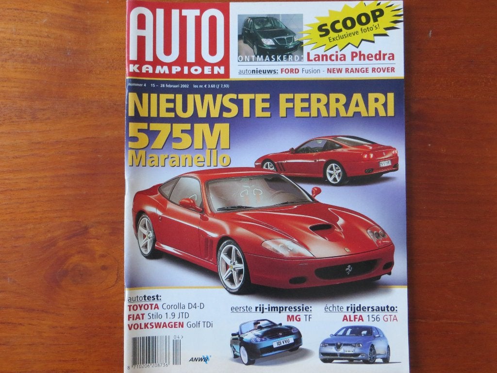 Autokampioen nr. 4 2002 Ferrari 575 M, MG TF, Alfa 156 GTA, Boeken, Ophalen of Verzenden, Nieuw, Ferrari
