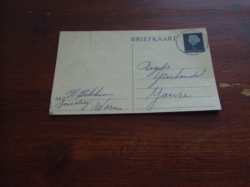 A107- Oude briefkaart van Smederij H. Bekker Warns (1955), Verzenden, 1940 tot 1960, Gelopen, Friesland